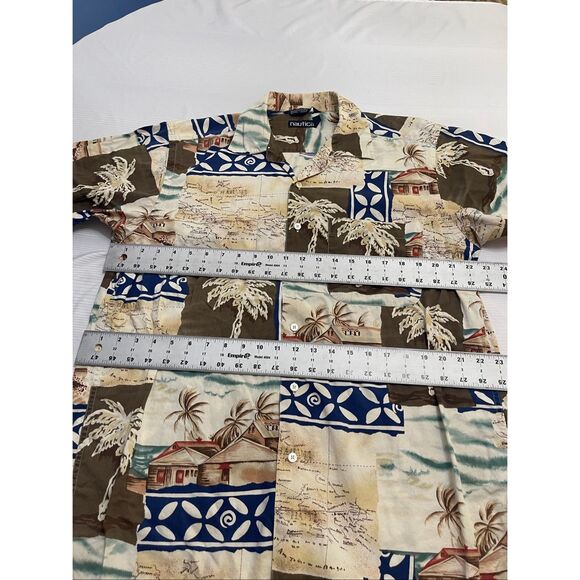 Nautica Men’s Vintage 90s Hawaiian Camp Short Sleeve Button Up Shirt Size Medium - Picture 4 of 6